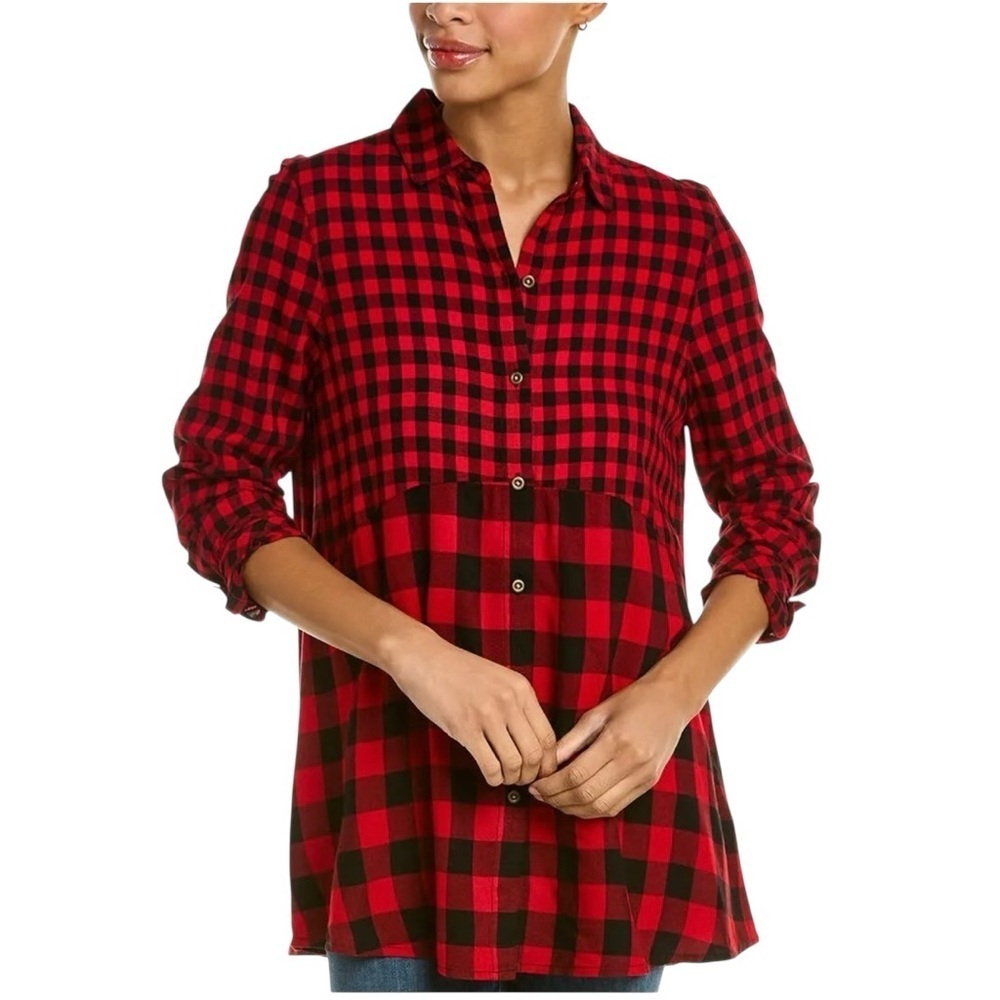 Beachlunchlounge Emery Crimson Tide Red and Black Button Down Shirt Size XS